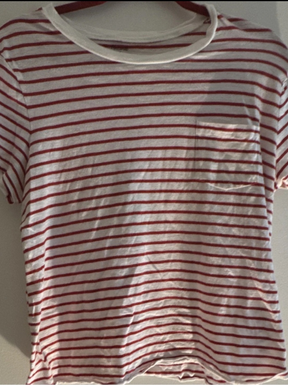 Madewell Red and White Striped Crewneck Tee Size L